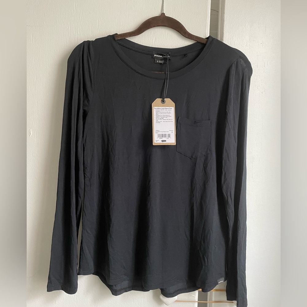 NWT Long sleeve super soft black Prana top. Tencel Tech fabric.